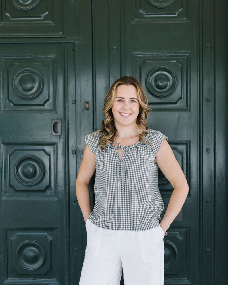 Karli Top - Sage Gingham