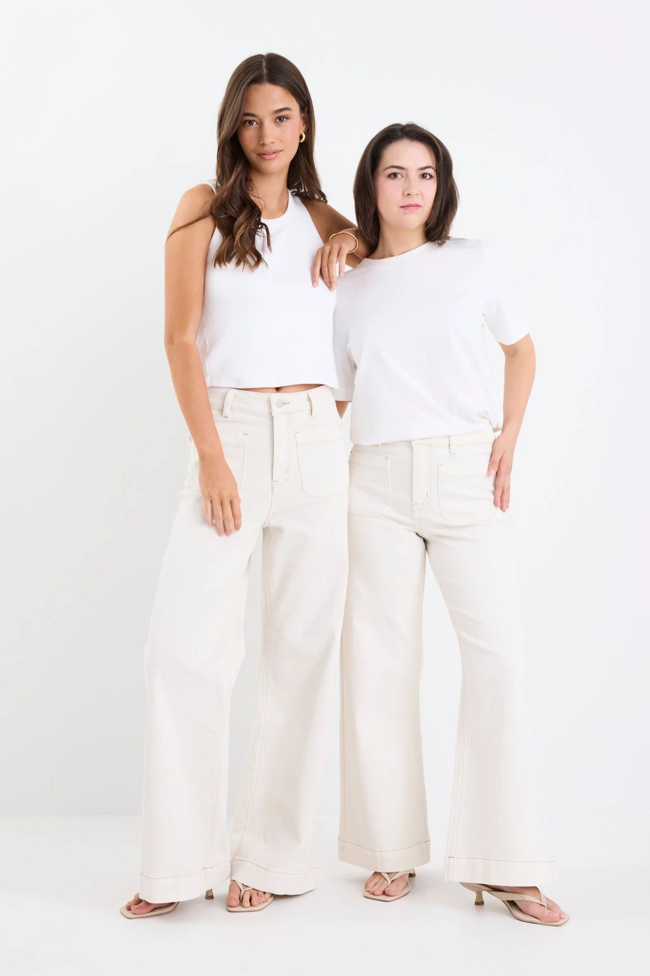 Zoey Ecru Petite High Rise Wide Leg Pocket Jean - PETITE