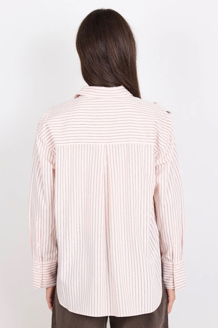 You Got This Blush Double Pinstripe Oversized Boyfriend Shirt