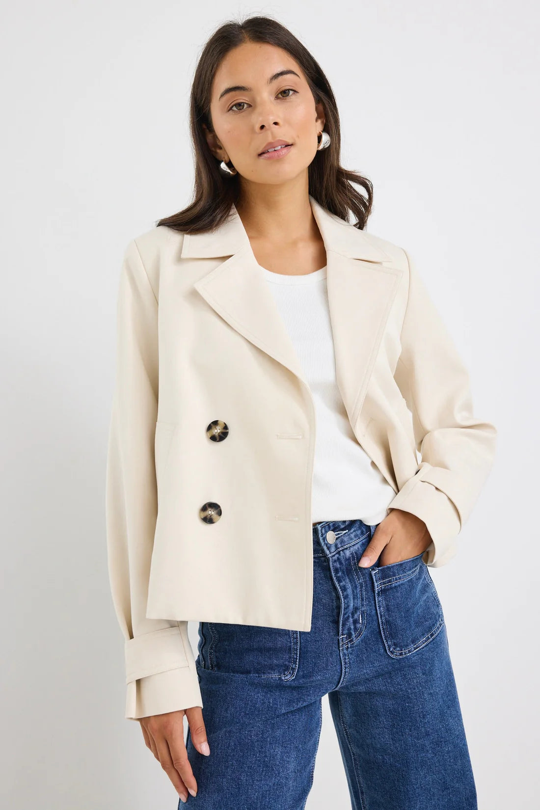 Pathway Cropped Trench Jacket - Pumice