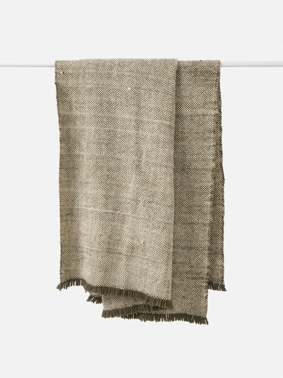 Hutt Wool Throw - Ivy/Natural