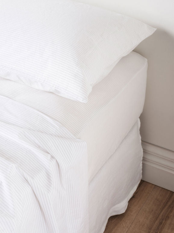 Pinstripe Organic Cotton Pillowcase Pair - White/Grey