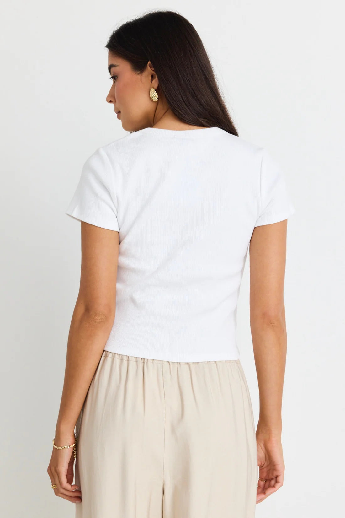 Study Ivory Rib Longer Baby Tee - Ivory