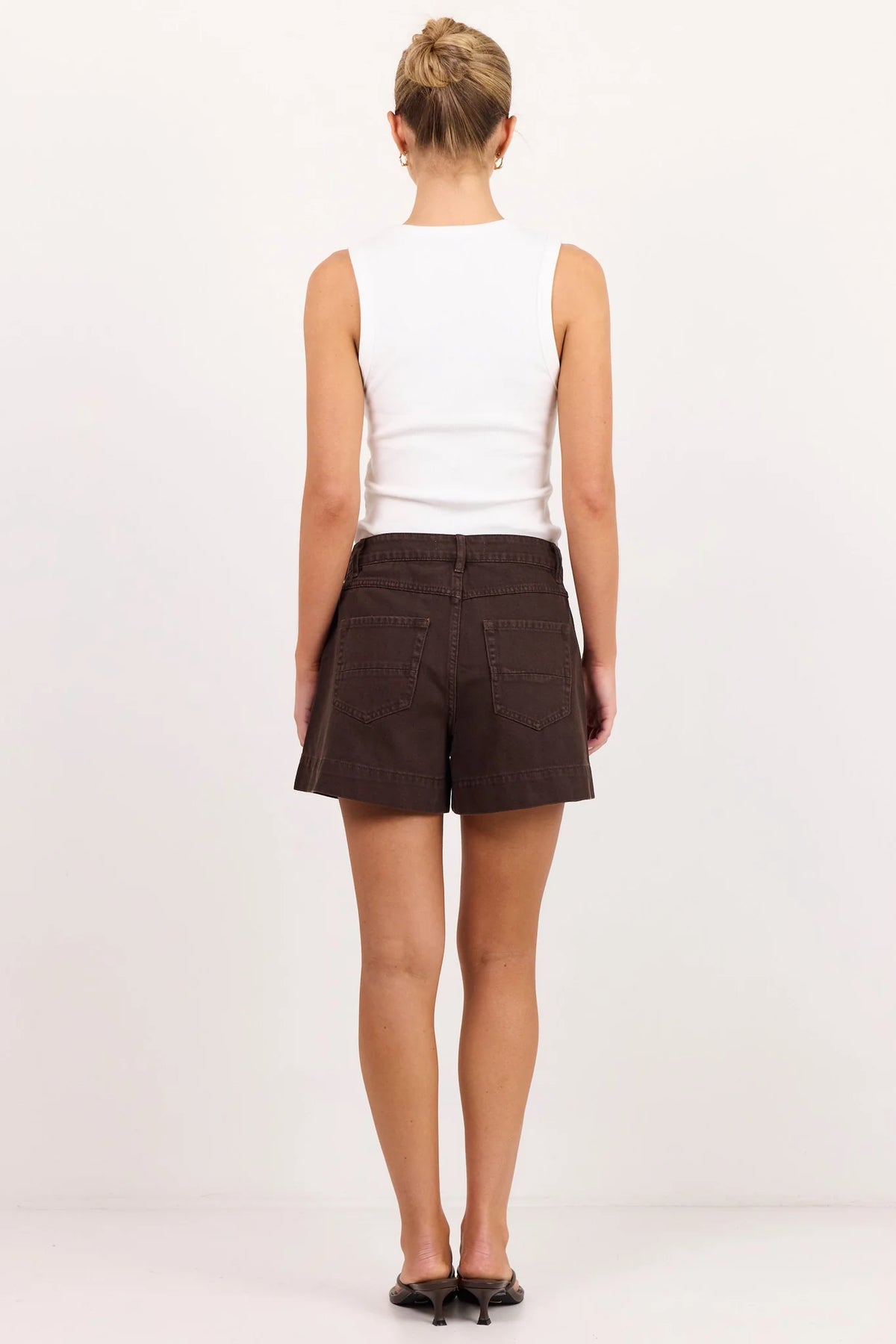 Kindly Dark Chocolate Pocket Front Denim Short