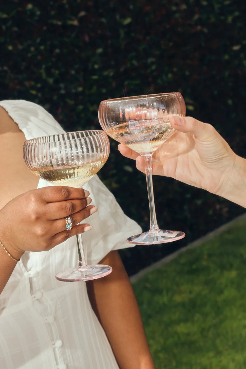 Pink Ripple Wide Champagne Wine Glass