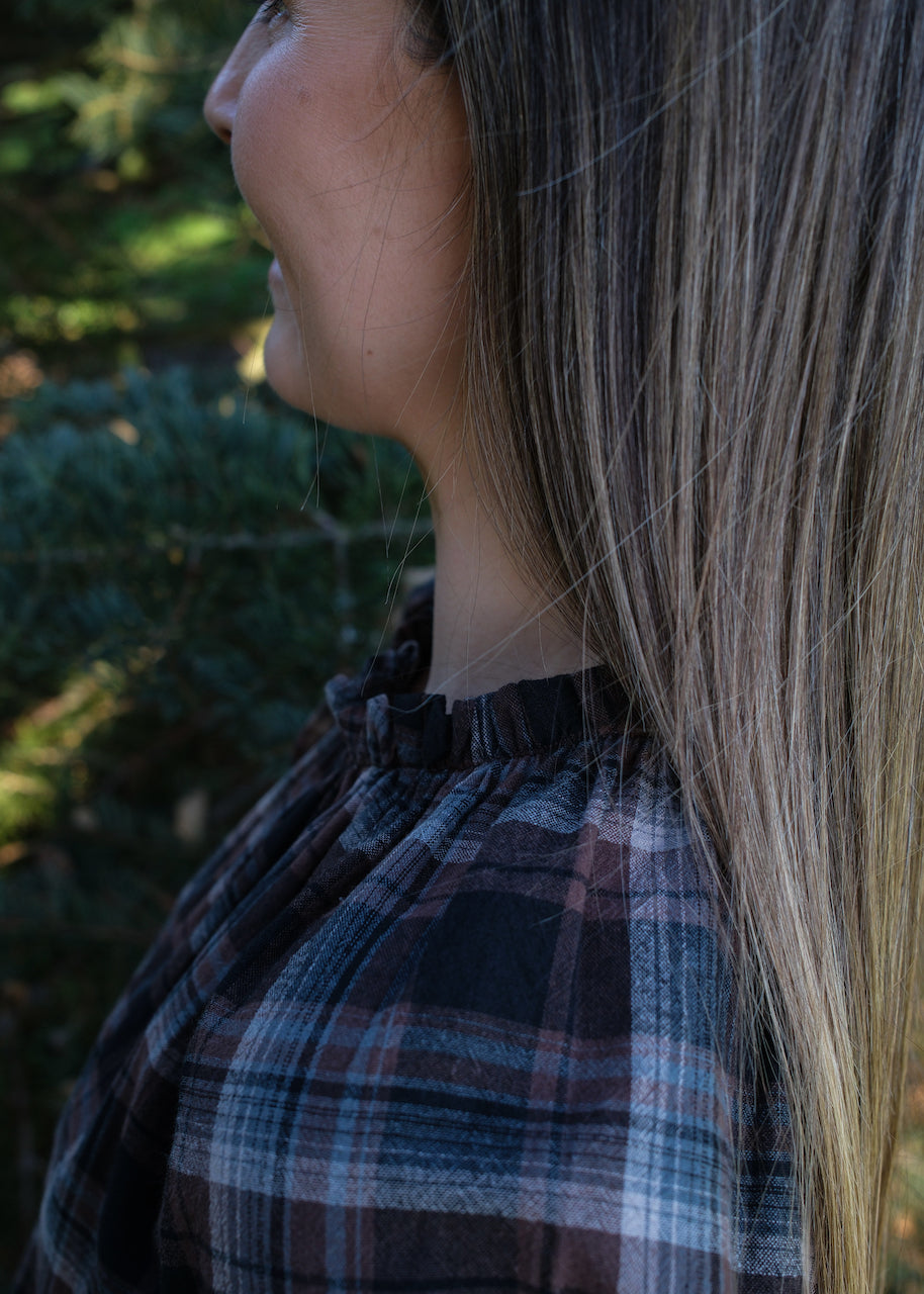 Gracie blouse Long sleeve - Brown Check