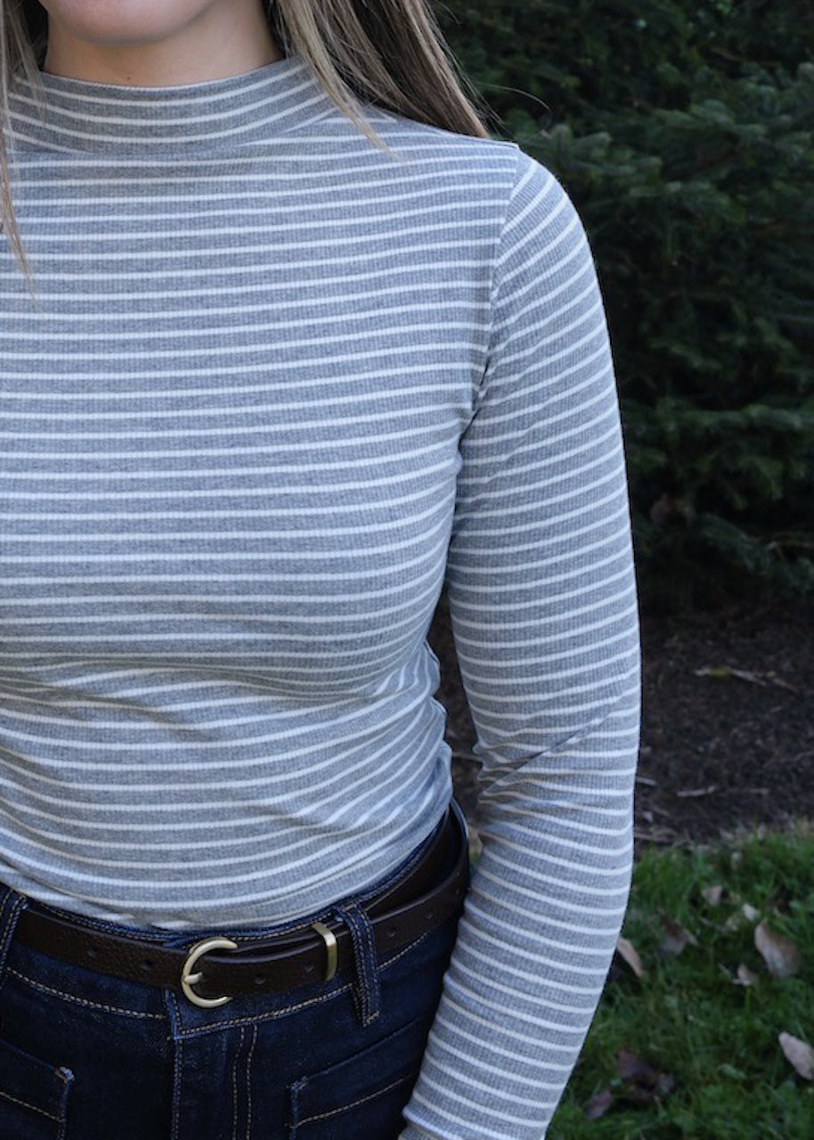 Mae top - Grey/White stripe