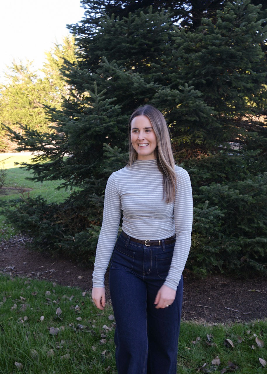 Mae top - Grey/White stripe