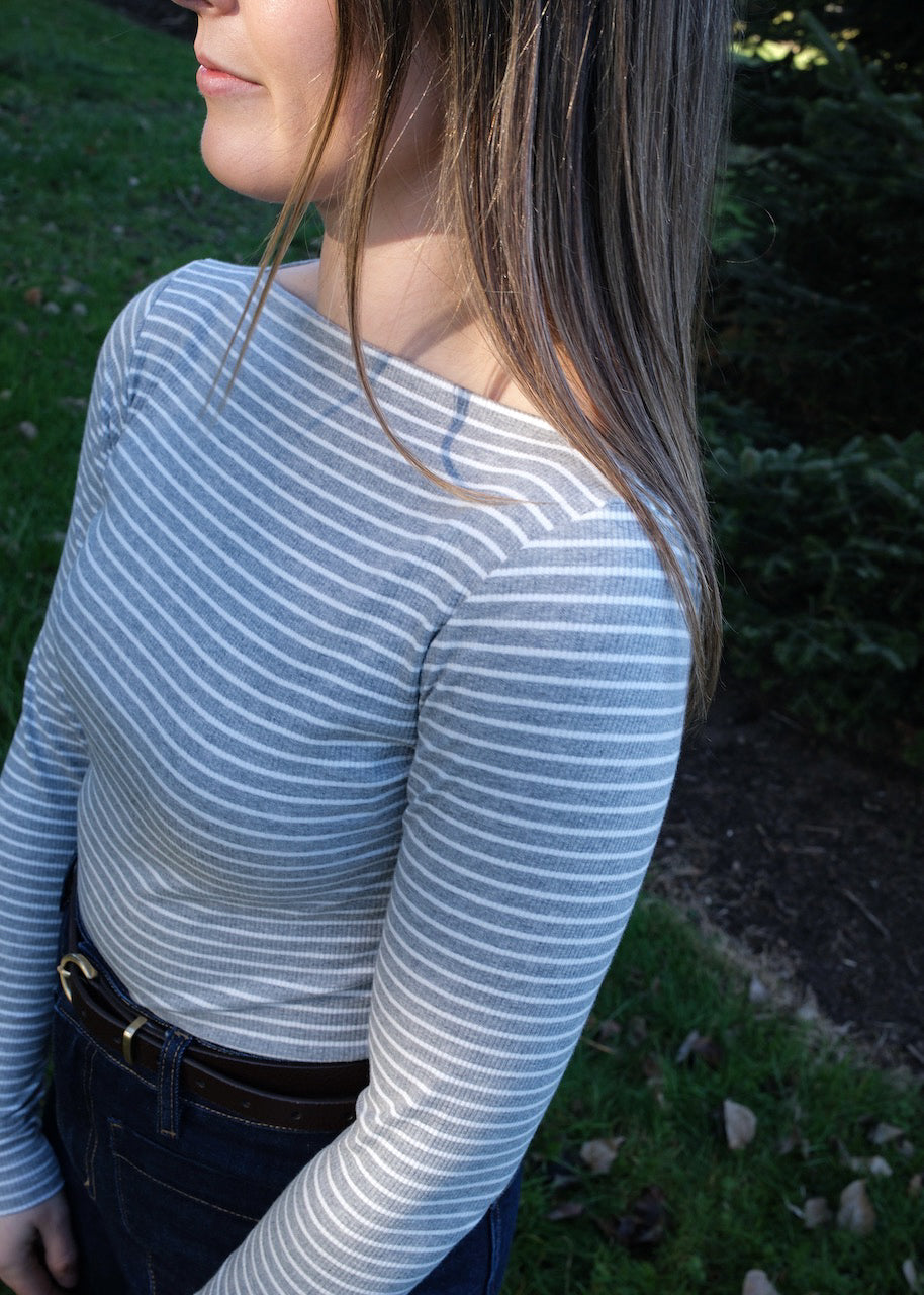 Marlow top - Grey/White stripe