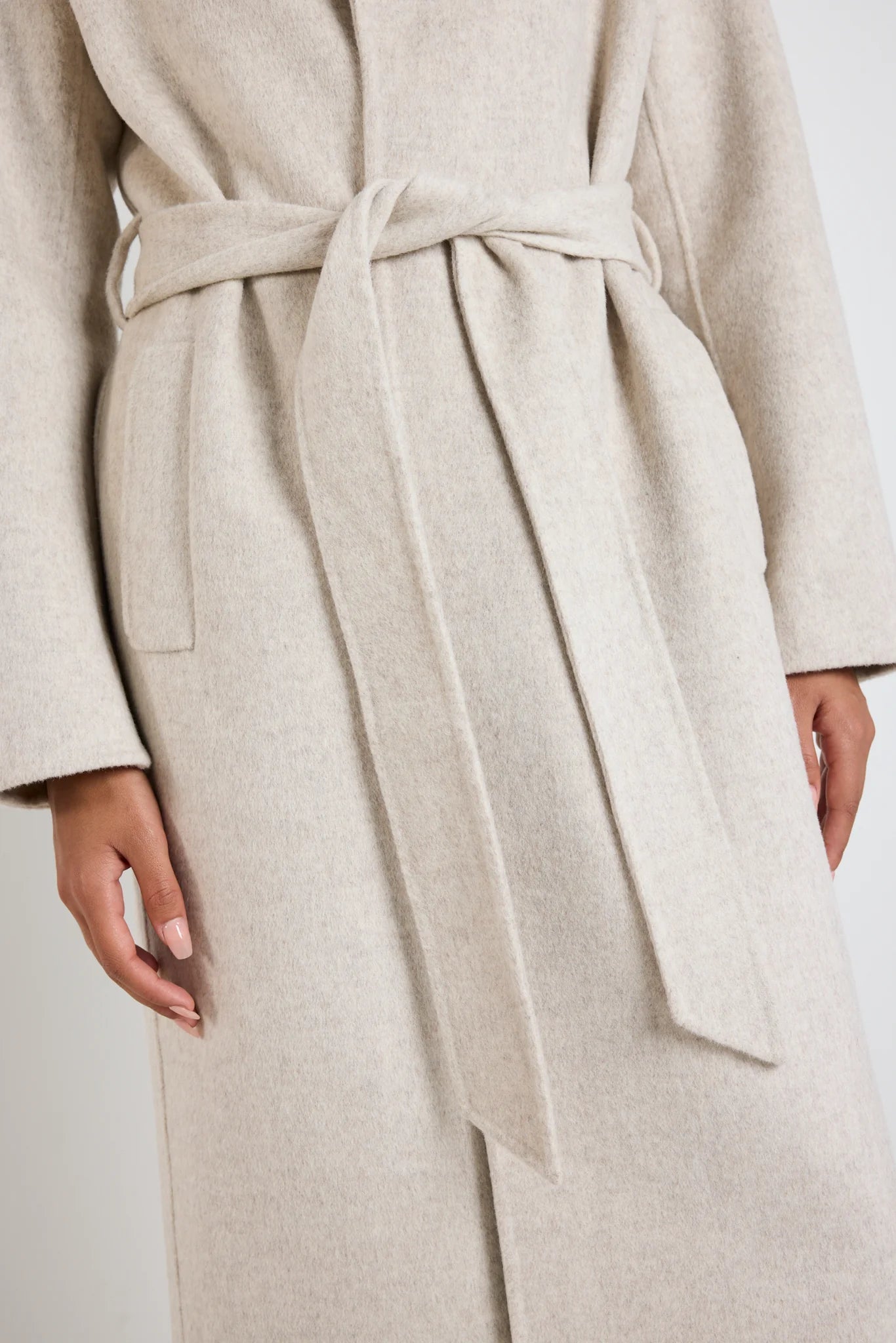 Geneva Snow Marle Wool Blend Belted Coat