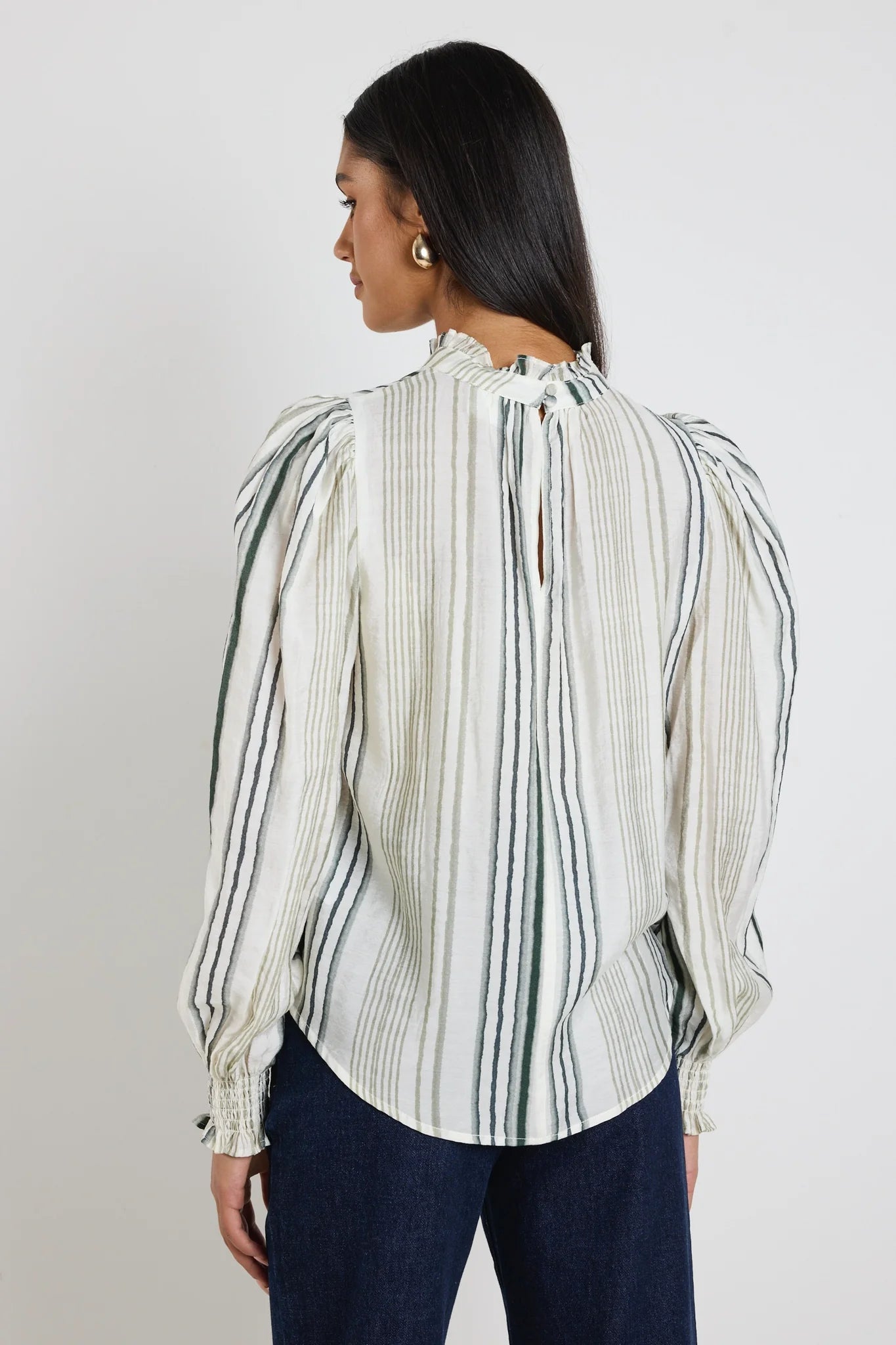 Poet Forest Stripe Long Sleeve High Neck Top
