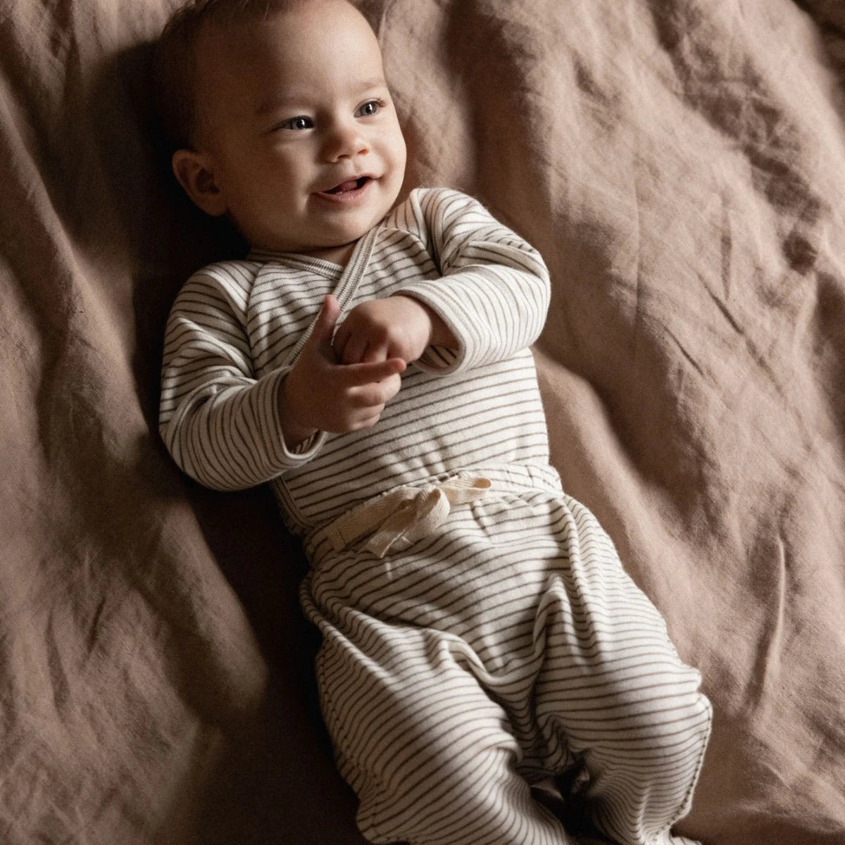 Footed Pant - MUSHROOM PINSTRIPE