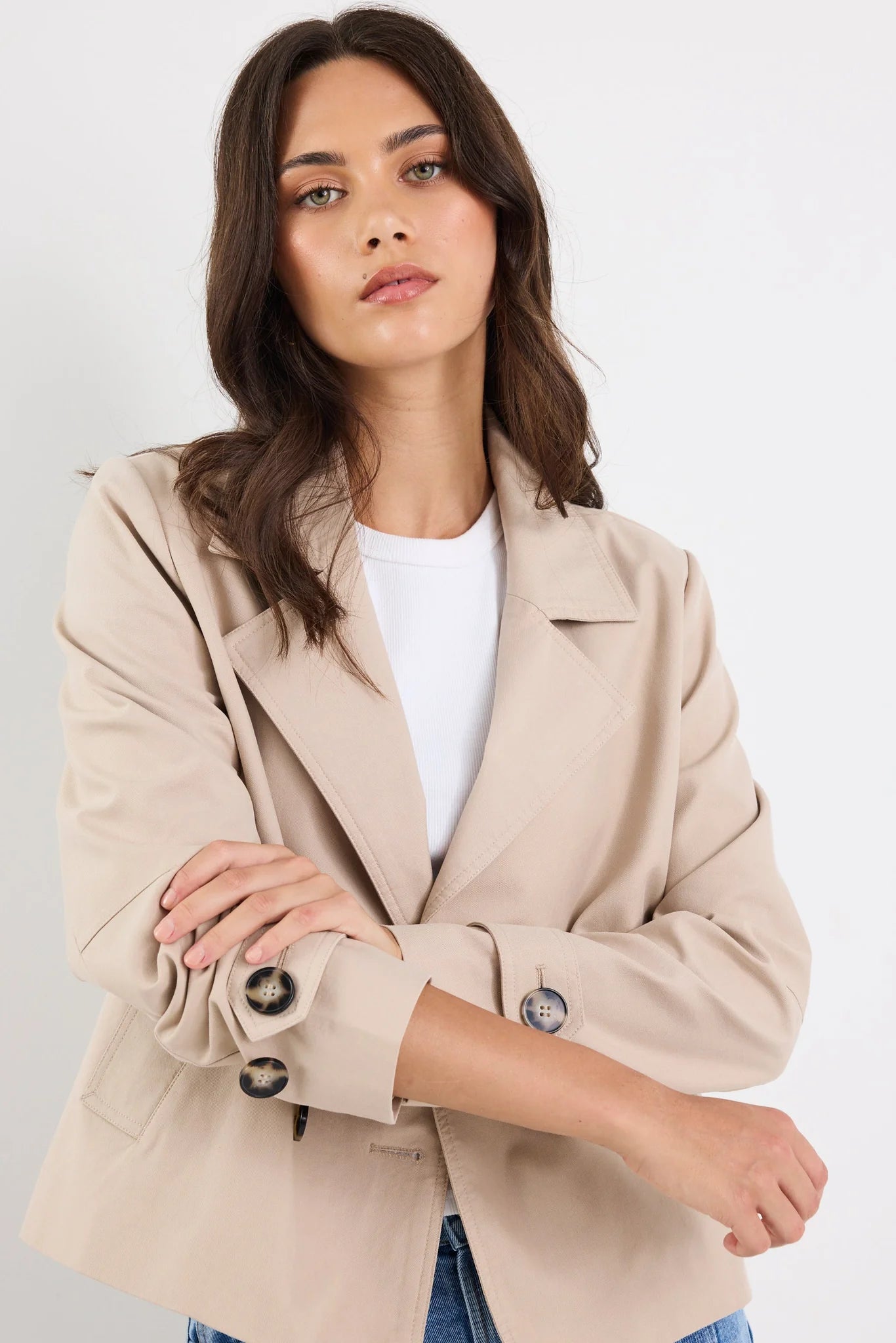 Pathway Cropped Trench Coat - Taupe