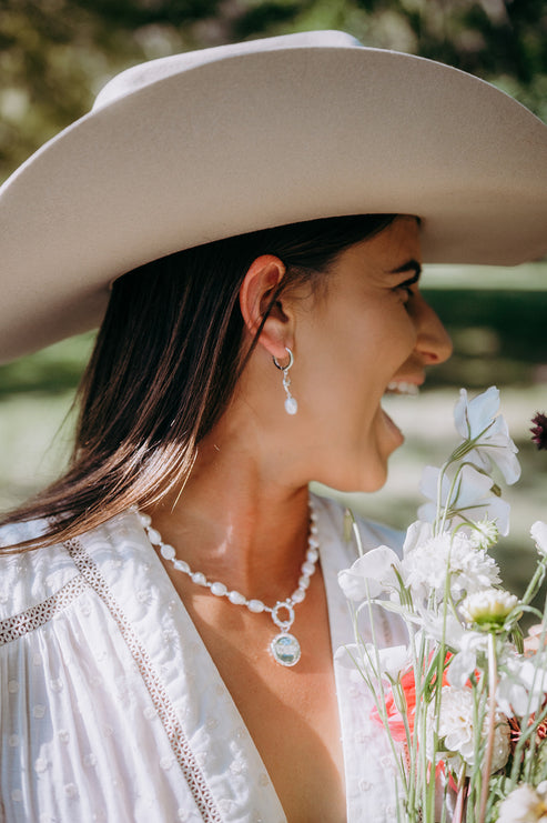 High Country Pearl Necklace W&P charm - Stirling silver