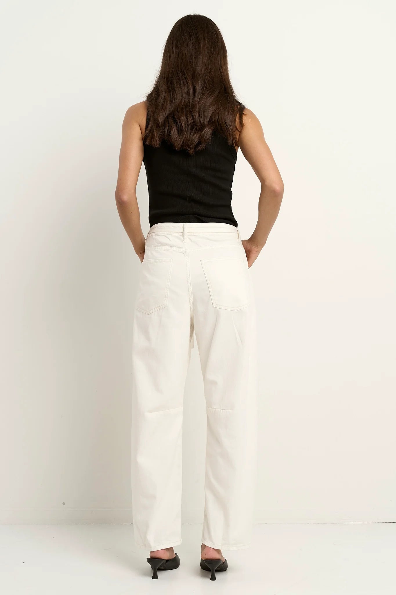 Campus Ecru Tie Waist Barrel Jeans