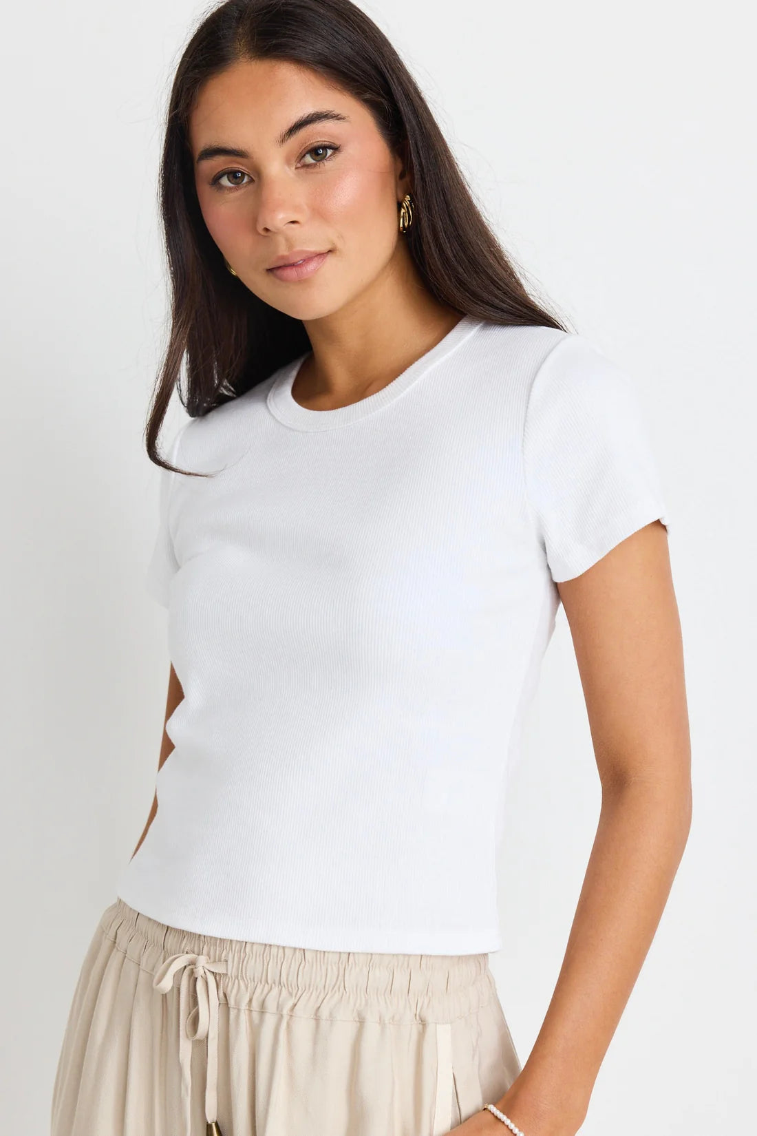 Study Ivory Rib Longer Baby Tee - Ivory