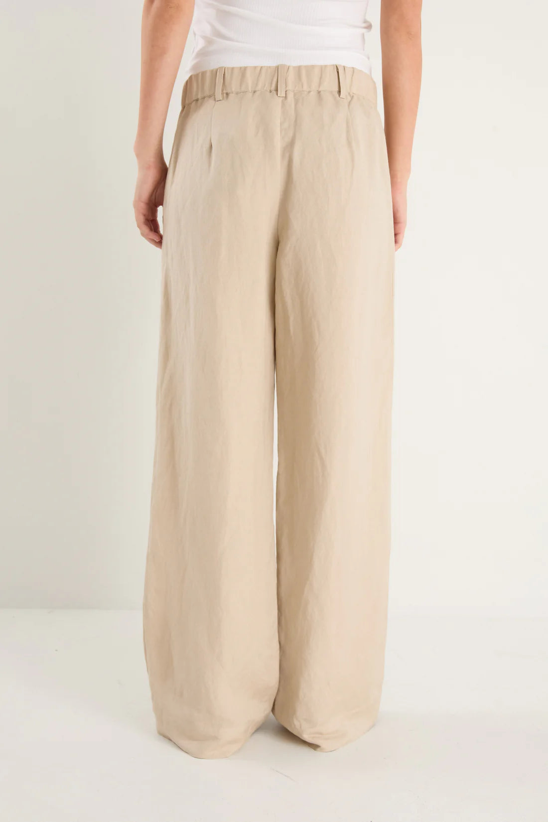 Shelter Linen Viscose Flat Front Wide Pants - Oat