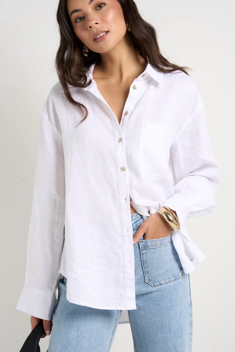 Optimum White Linen Oversized Shirt