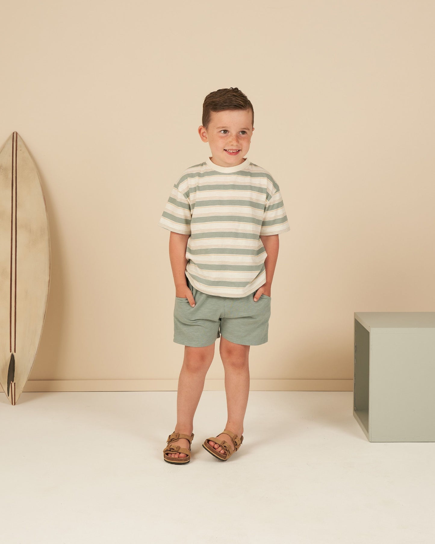 Relaxed Tee - Aqua stripe