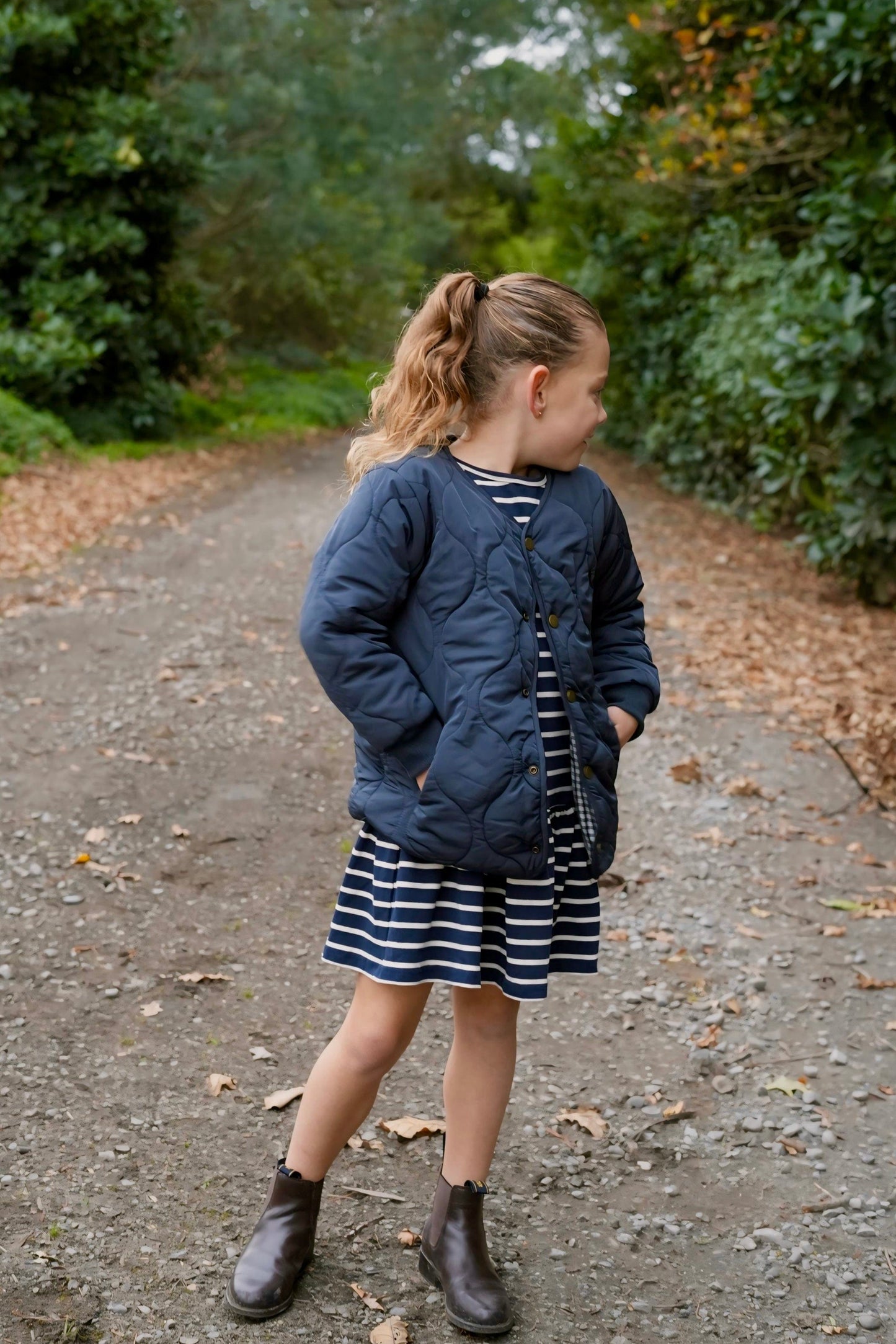 Sophie Dress - Navy/white