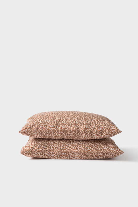 Forget Me Not Organic Cotton Pillowcase pair - Toffee/Nougat