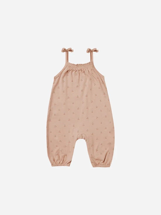 Smocked Jumpsuit - Cherries