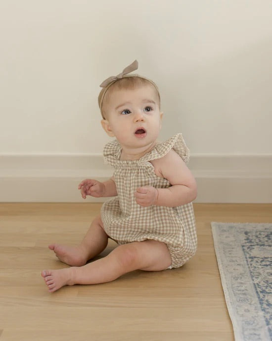 Bonnie Romper - Oat gingham