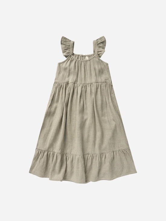 Abbie tiered dress - Sage gingham