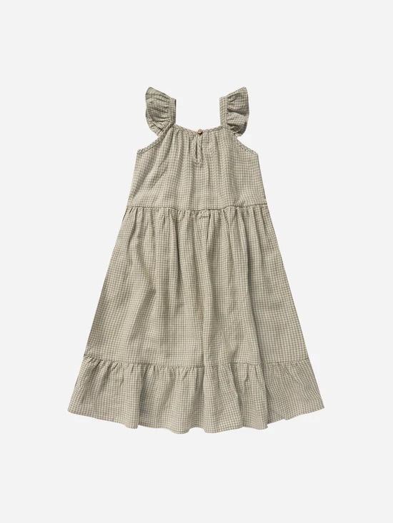 Abbie tiered dress - Sage gingham