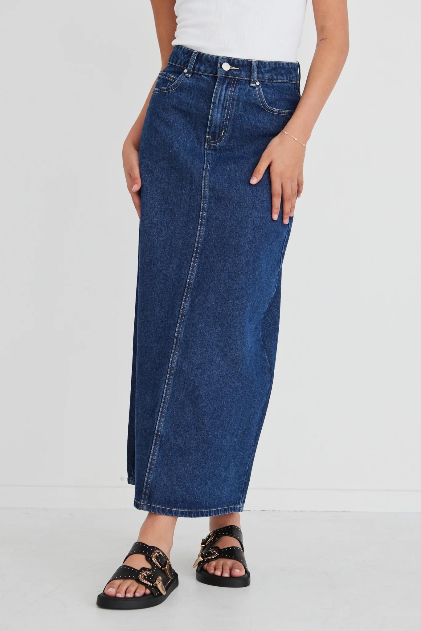 Rouge Dark Blue Denim Midi Skirt