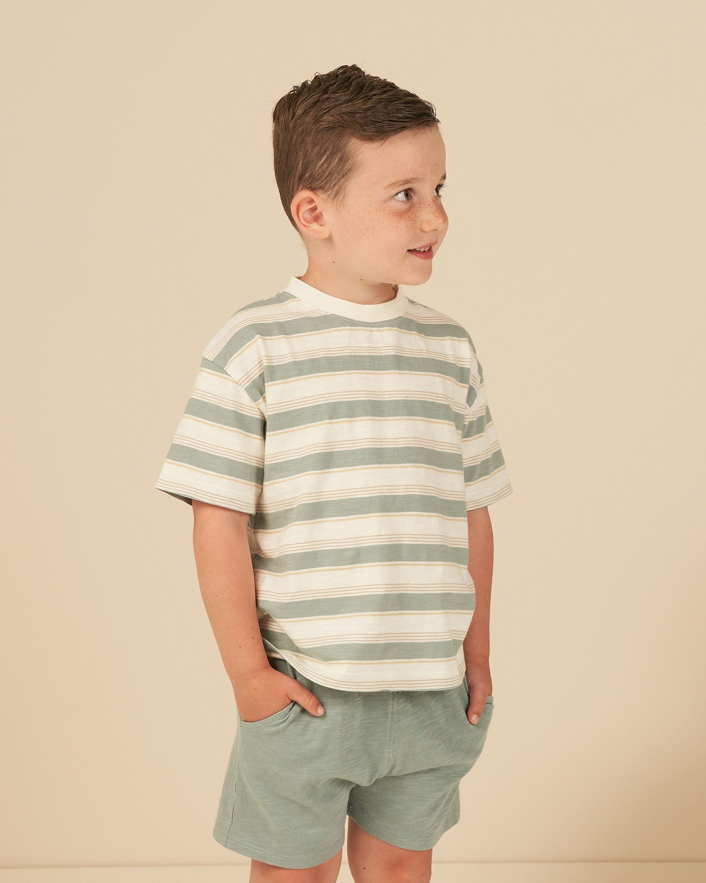 Relaxed Tee - Aqua stripe