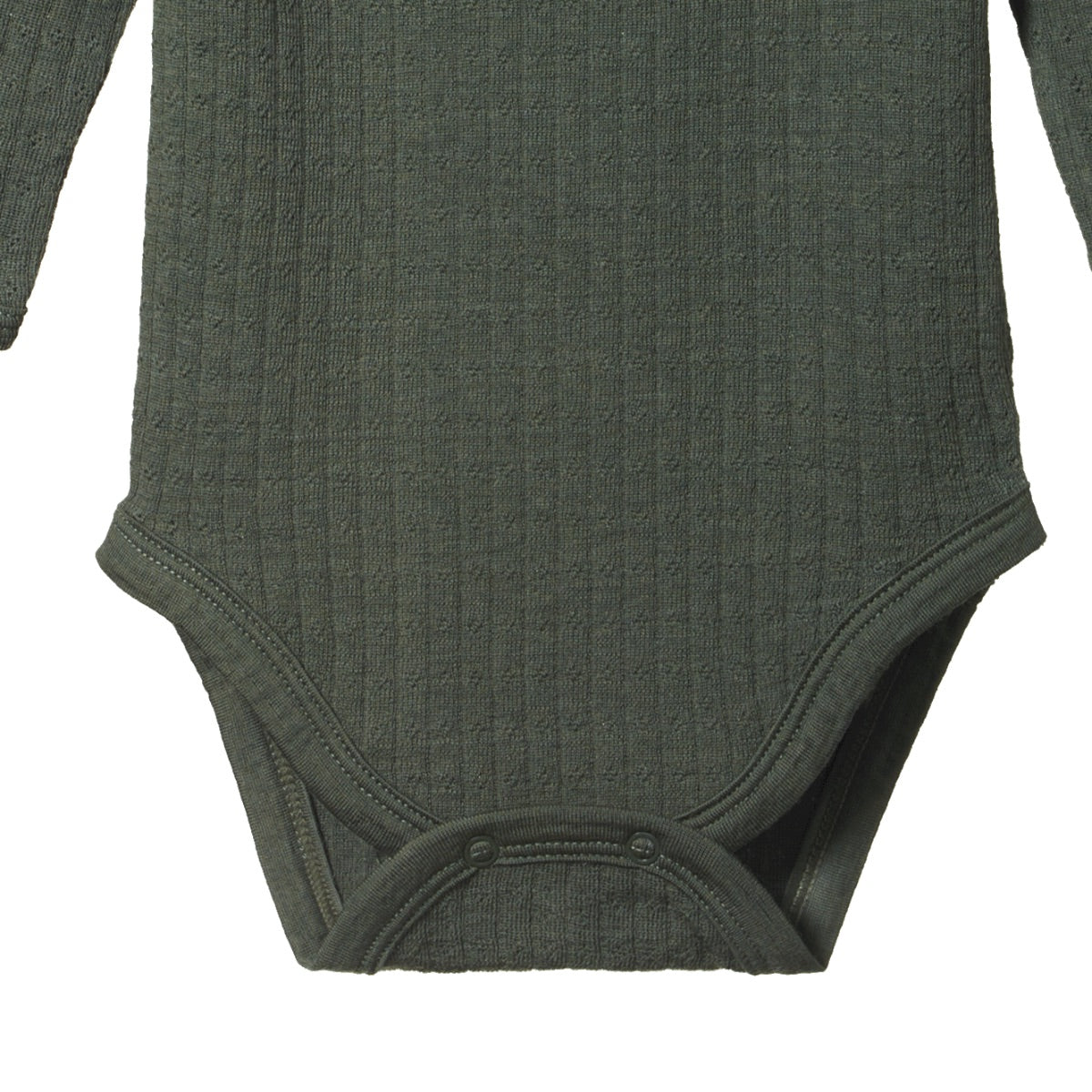 Merino pointelle long sleeve bodysuit - Thyme