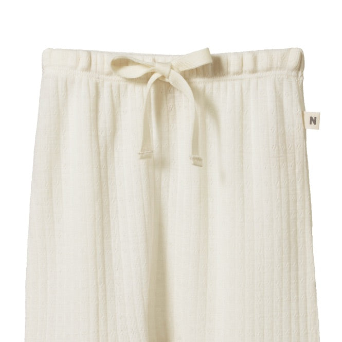 Merino Pointelle Drawstring Pants - Natural