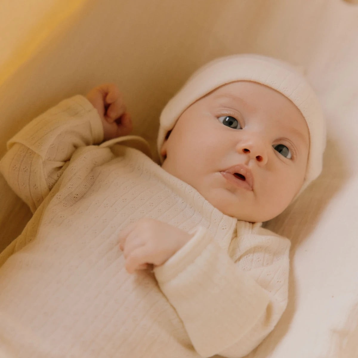 Merino essential pointelle sleeping gown - Natural