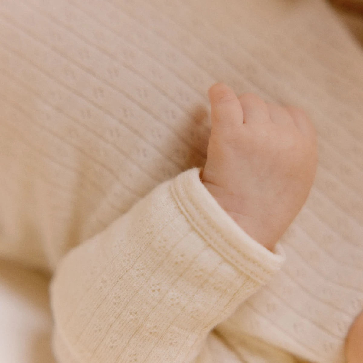 Merino essential pointelle sleeping gown - Natural
