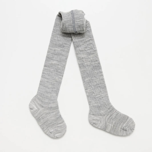 Merino Wool Cable Tights | Light Grey Marle |Baby/Child