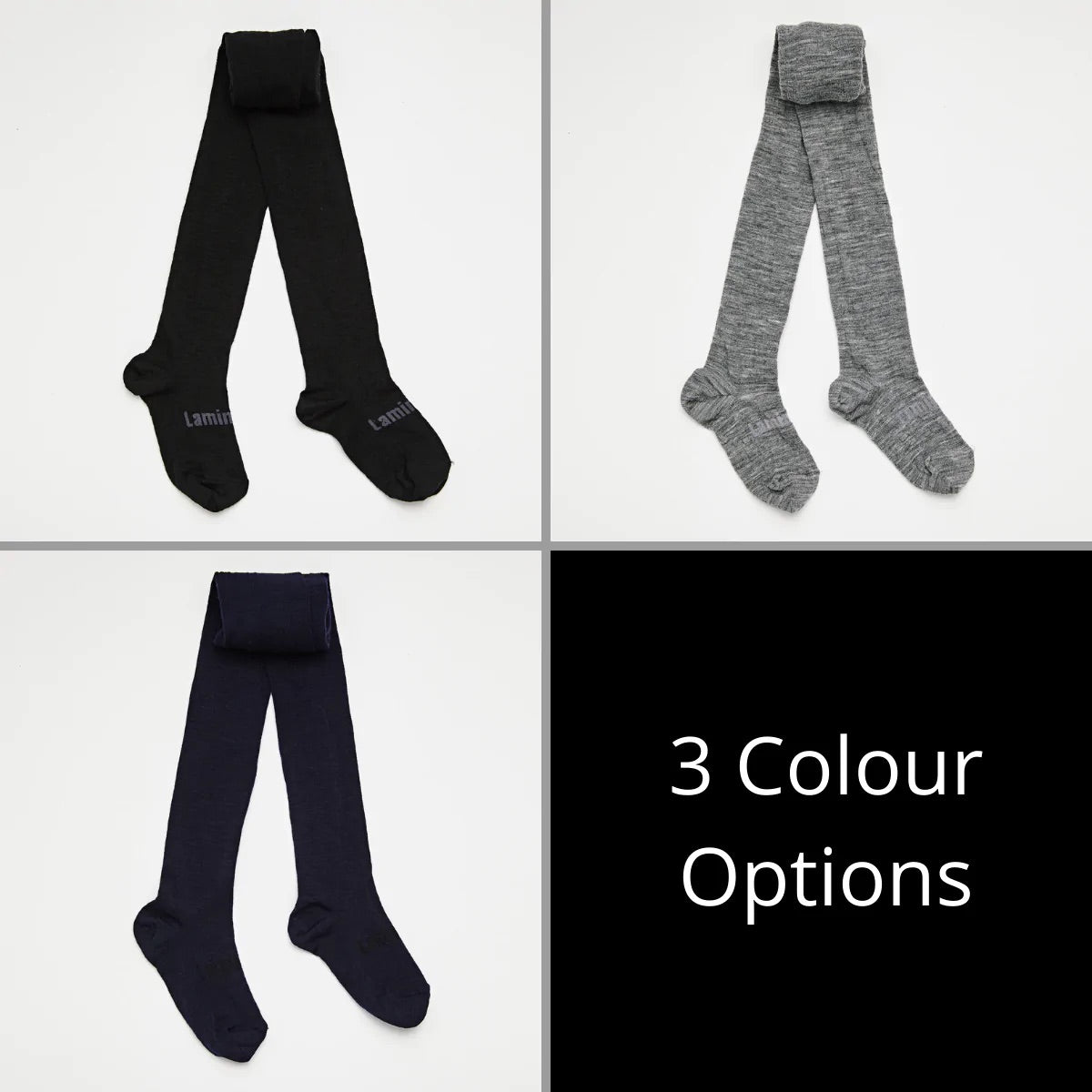 Merino Wool Flat Knit Plain Tights Navy | Child