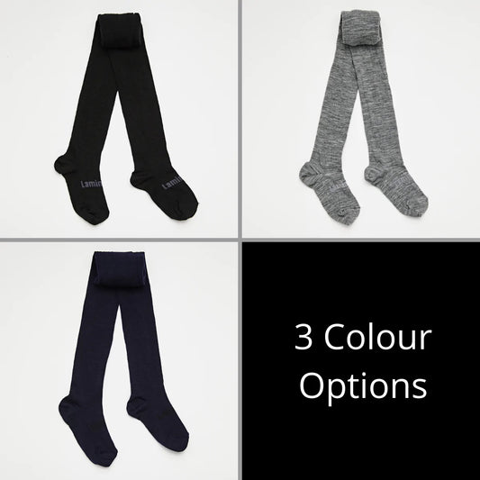 Merino Wool Flat Knit Plain Tights Navy | Child