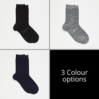 Merino Wool Plain Crew Socks | Woman | Black Rib