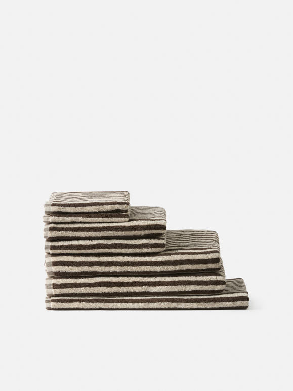 Wide Stripe Cotton Towel range - Cocoa/bone