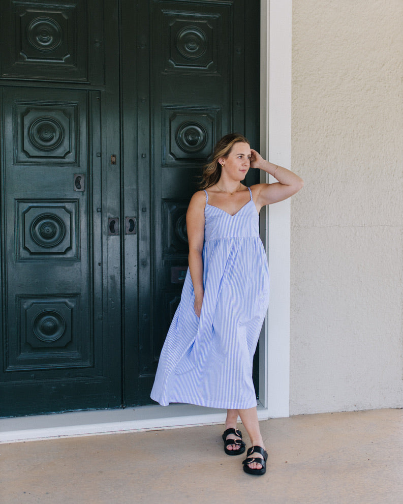 Chloe Dress - Blue stripe