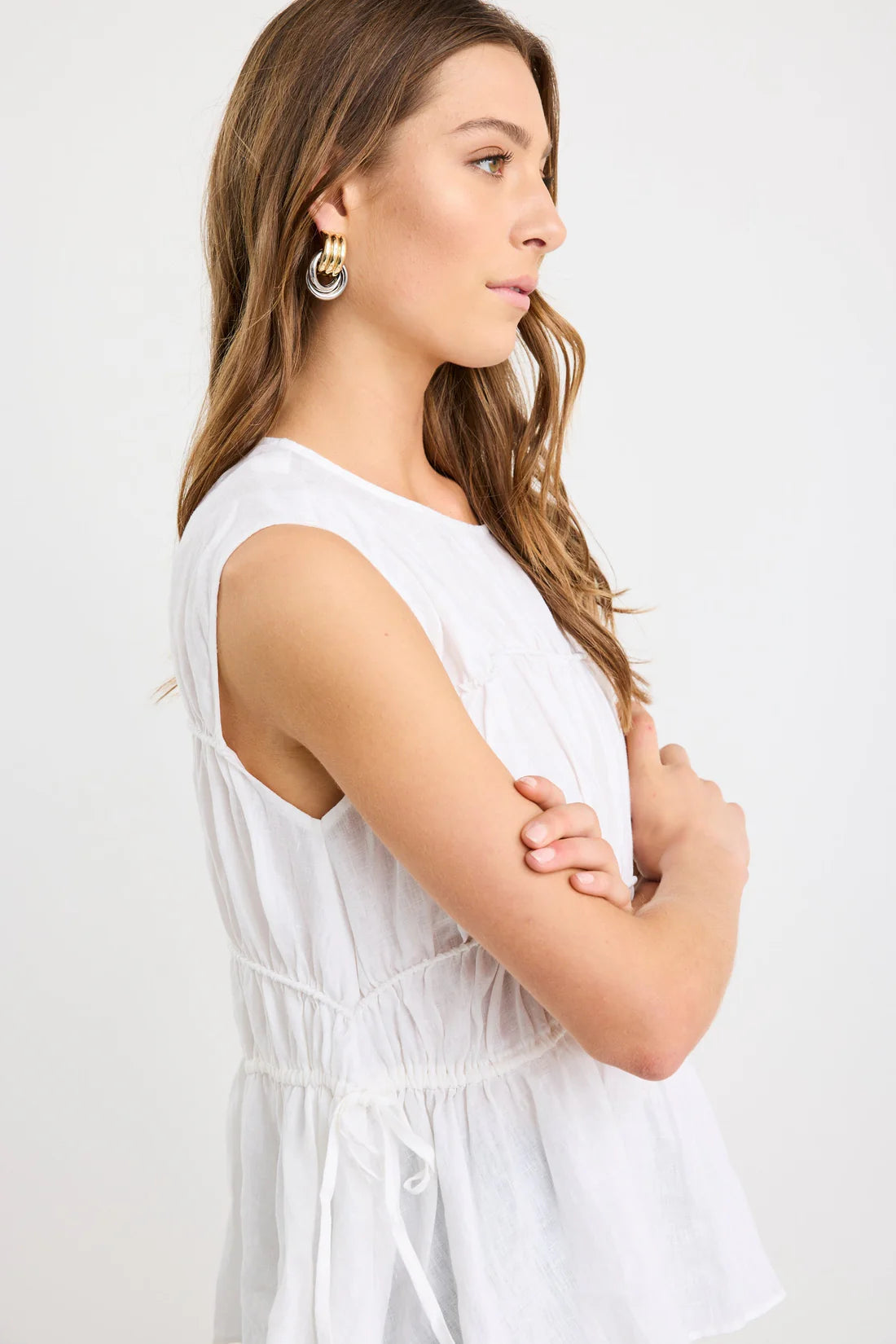 Context Ivory Linen Relaxed Sleeveless Top