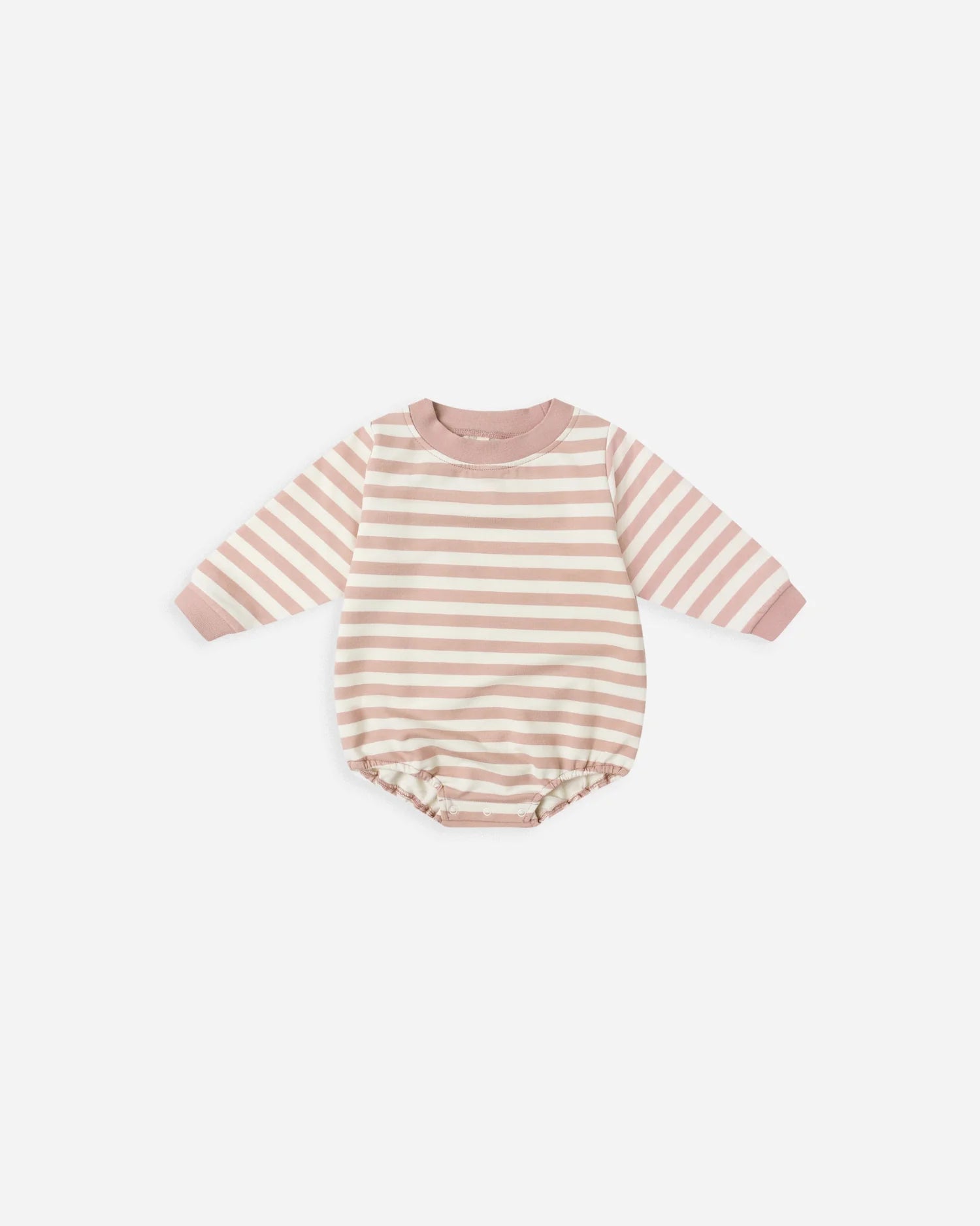 Crewneck Bubble Romper || Pink Stripe