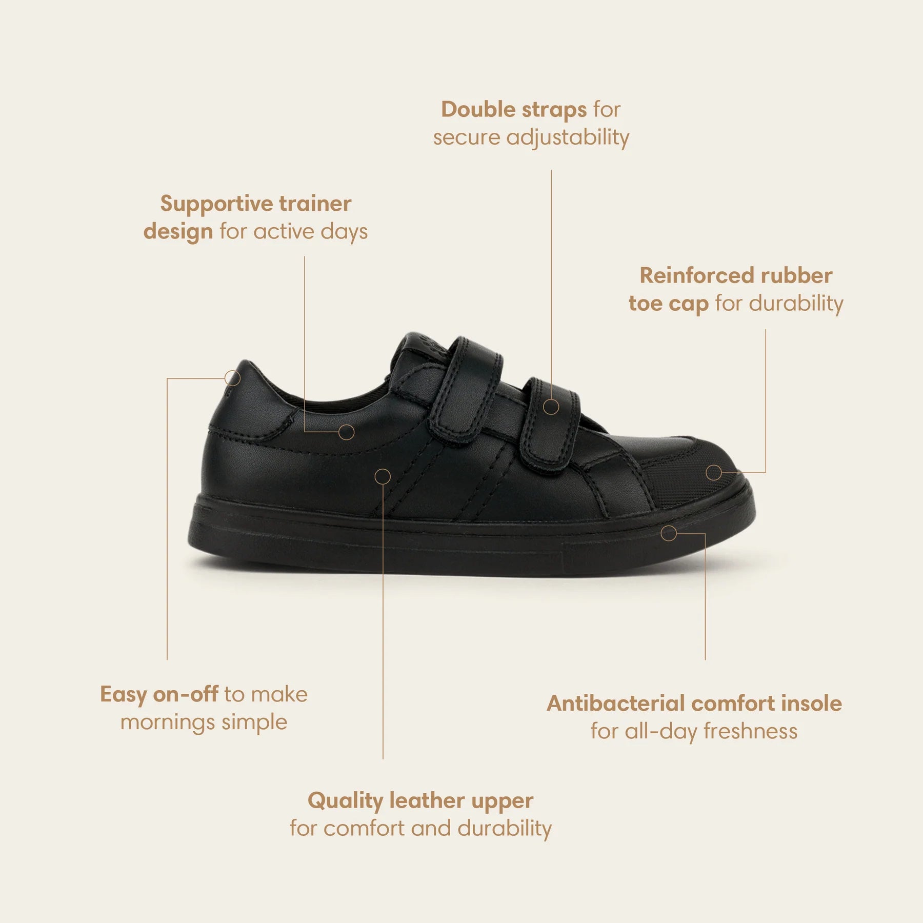 ATLAS Black - School Shoe