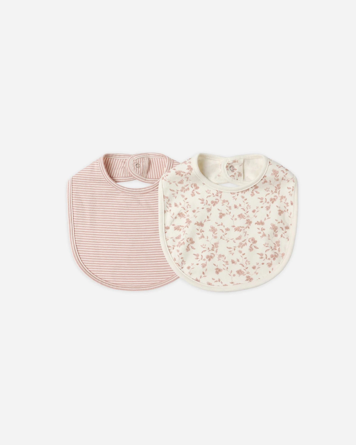 Jersey Snap Bib, 2 Pack || French Garden, Rose Micro Stripe