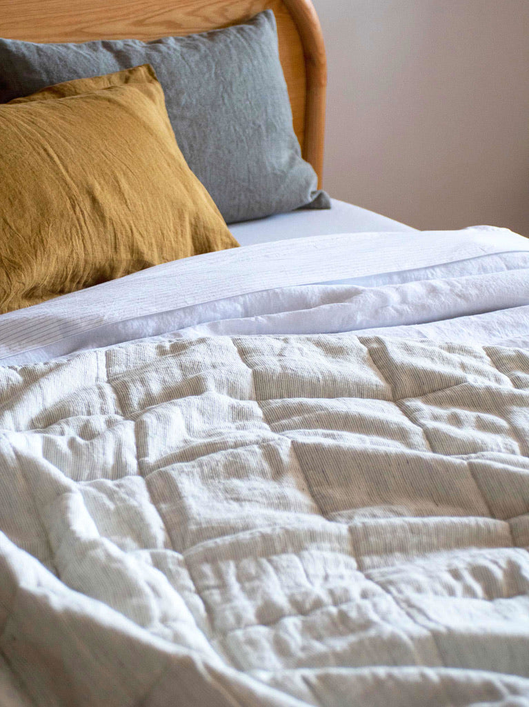 Pinstripe Linen Quilt - Queen