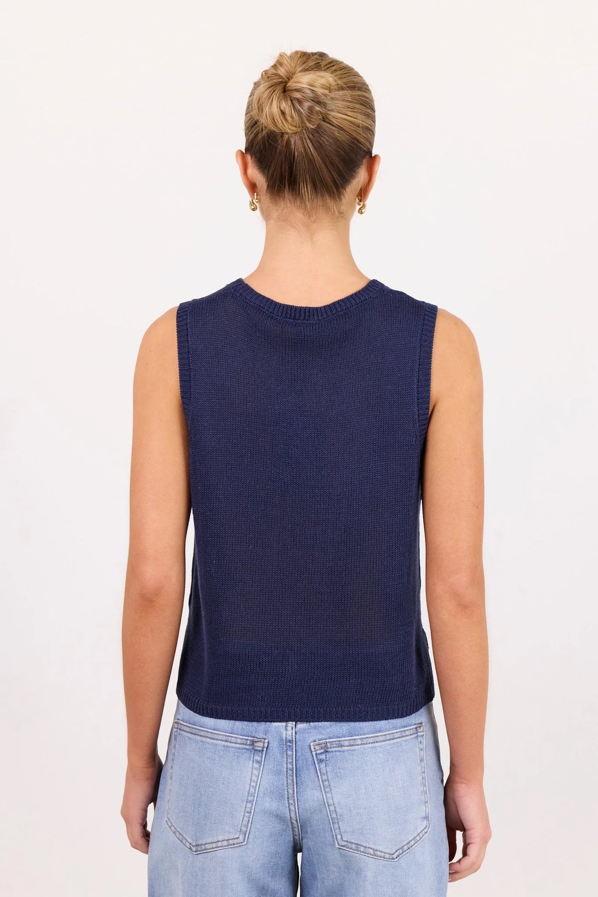 Salute Navy Relaxed Sleeveless Knit Top