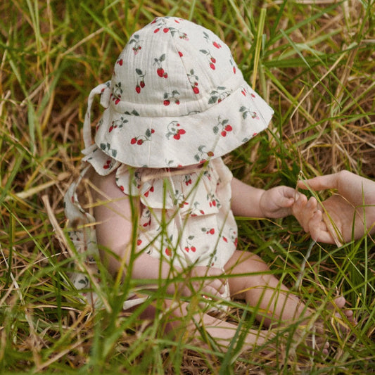 Muslin sunhat -Strawberry blush