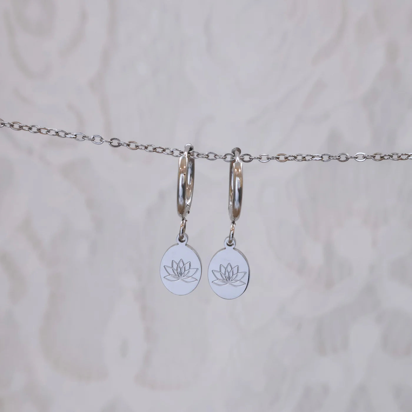 OVAL LOTUS HOOP EARRINGS