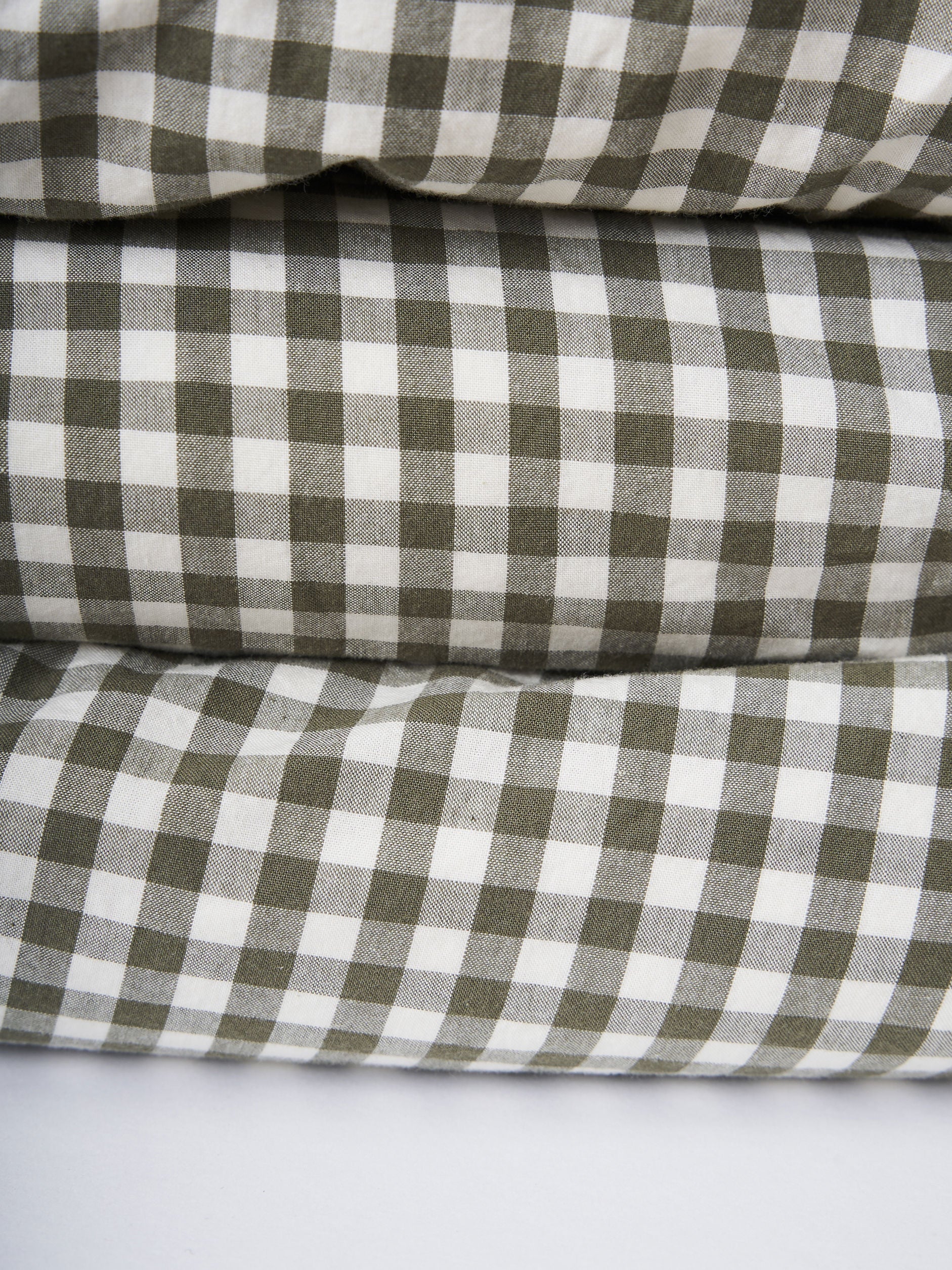 Gingham Organic Cotton Duvet Cover - Olive
